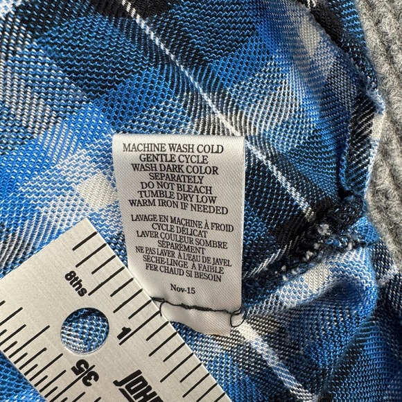 White Crow Flannel Button Up Shirt Womens L Blue Plaid Tunic Grunge Heritage - Picture 6 of 10